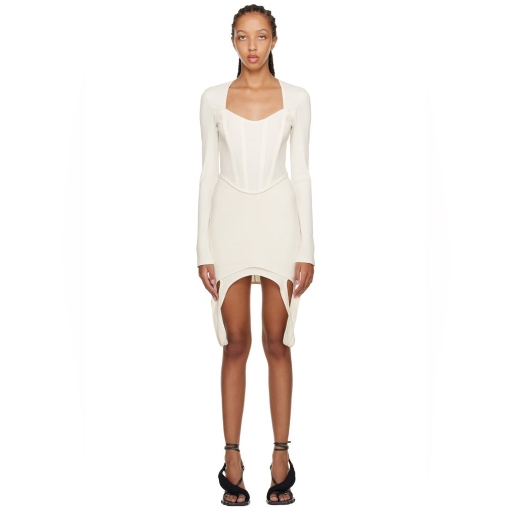 New! Dion Lee Organic Cotton Rib Double Lock Corset Minidress Size 8 Nwt